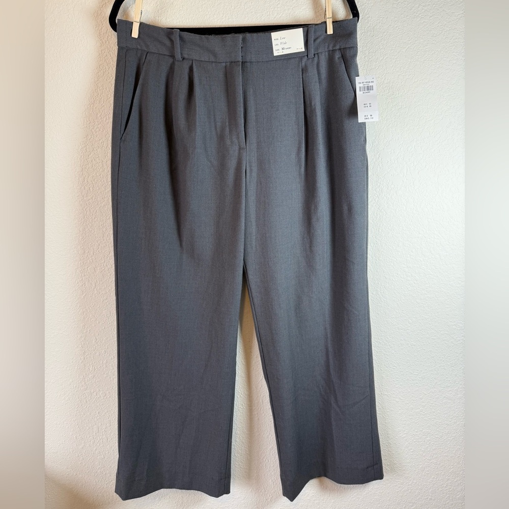 Abercrombie & Fitch Gray Wide Leg Trousers 30S NWT High Rise Pleated